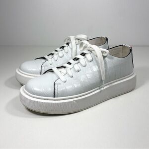 Sam Edelman Argo Classic White Leather Croco Embossed Platform Sporty Sneakers 7